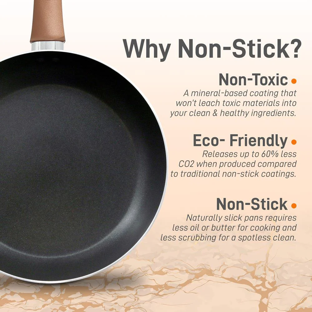 8'' Medium Open Fry Pan - Non-Stick High-Qualified Kitchen Cookware With Black Inside And Brown Outside (Works With Model: Nccwa13Br) - Image 3