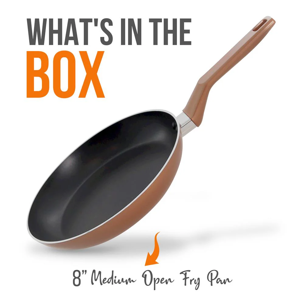 8'' Medium Open Fry Pan - Non-Stick High-Qualified Kitchen Cookware With Black Inside And Brown Outside (Works With Model: Nccwa13Br) - Image 7