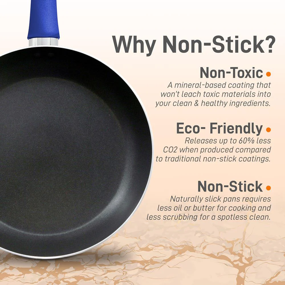 10'' Large Open Fry Pan - Non-Stick High-Qualified Kitchen Cookware With Black Inside And Blue Outside (Works With Model: Nccwa13Bu) - Image 3