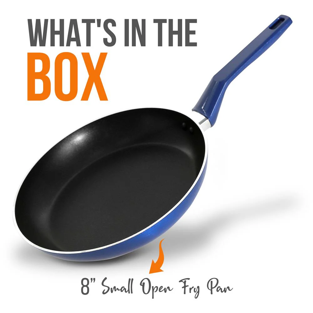 8'' Medium Open Fry Pan - Non-Stick High-Qualified Kitchen Cookware With Black Inside And Blue Outside (Works With Model: Nccwa13Bu) - Image 7