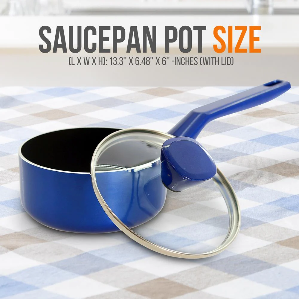 Saucepan Pot With Lid - Non-Stick High-Qualified Kitchen Cookware With See-Through Tempered Glass Lids, 2 Qt. (Works With Model: Nccwa13Bu) - Image 2