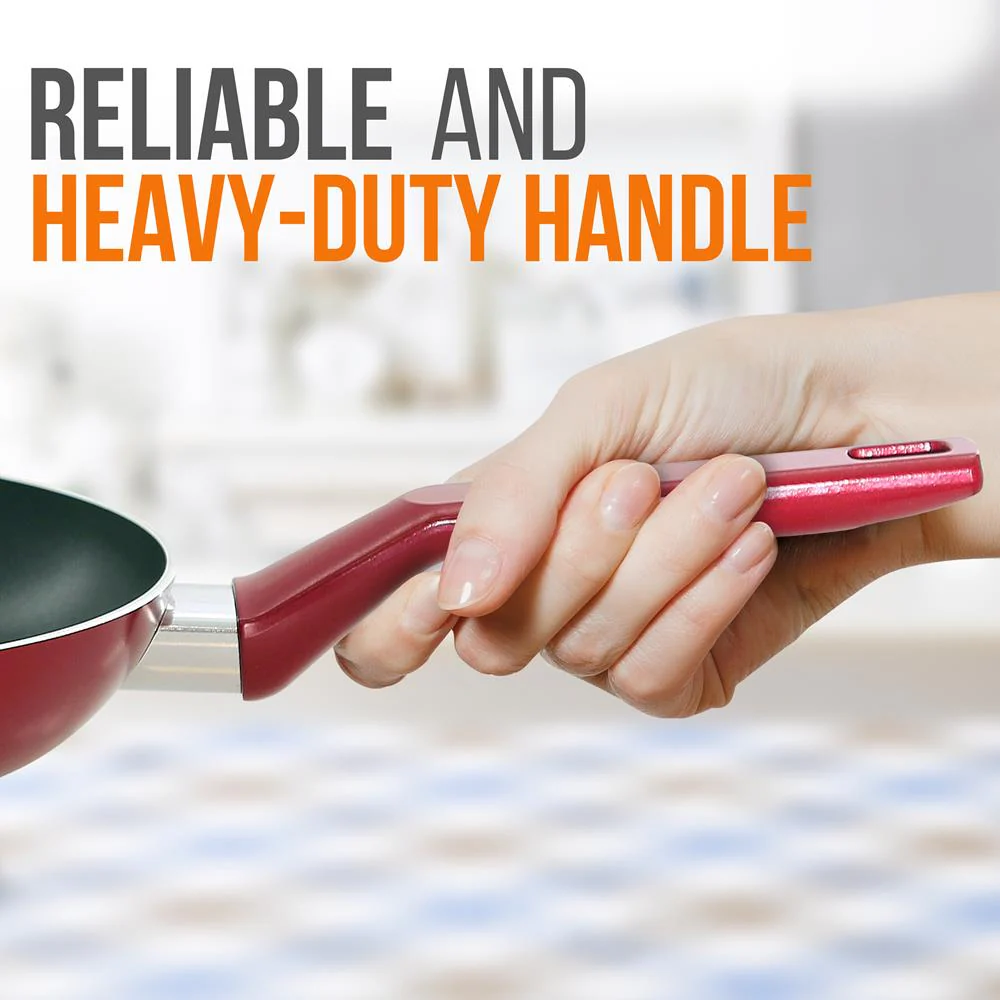 8'' Medium Open Fry Pan - Non-Stick High-Qualified Kitchen Cookware With Black Inside And Red Outside (Works With Model: Nccwa13Rd) - Image 4