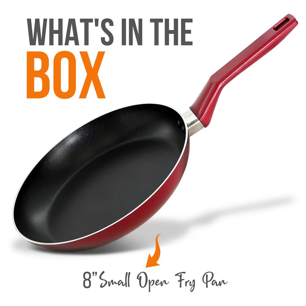 8'' Medium Open Fry Pan - Non-Stick High-Qualified Kitchen Cookware With Black Inside And Red Outside (Works With Model: Nccwa13Rd) - Image 7