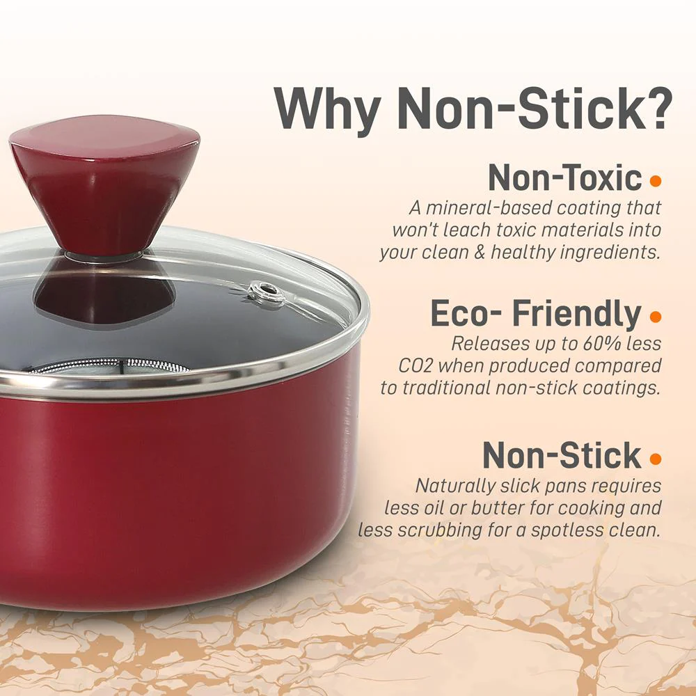 Saucepan Pot With Lid - Non-Stick High-Qualified Kitchen Cookware With See-Through Tempered Glass Lids, 1 Qt. (Works With Model: Nccwa13Rd) - Image 3