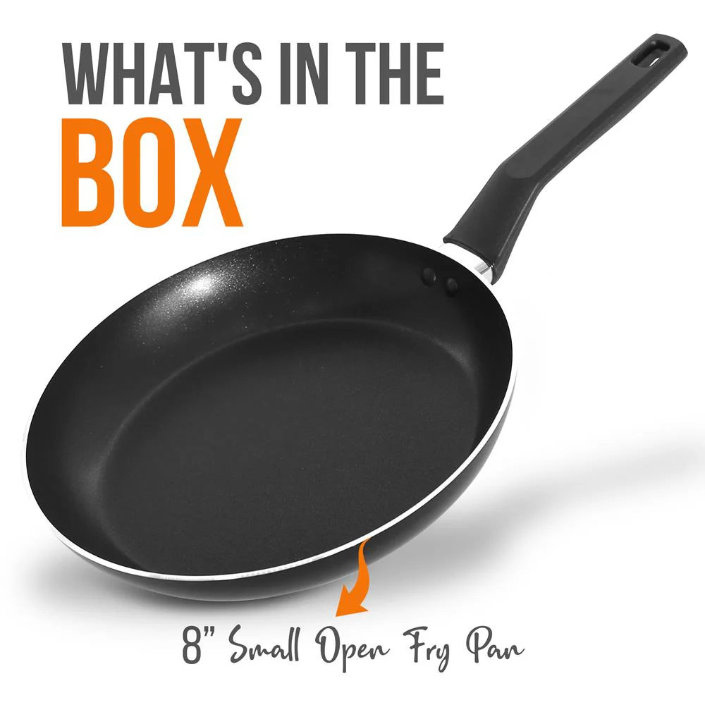 8'' Medium Open Fry Pan - Non-Stick High-Qualified Kitchen Cookware With Black Inside And Black Outside (Works With Model: Nccwa13) - Image 7