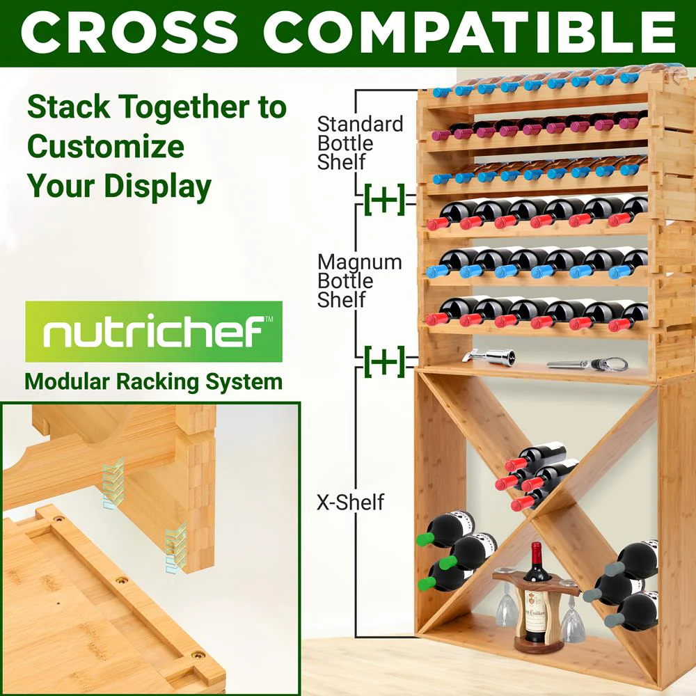 24 Bottle Bamboo Wine Rack - Space-Saving, Sturdy, Natural Finish - Image 4